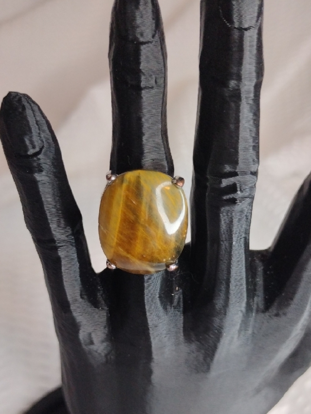 Tiger Eye Polished Stone Ring Size 6.5 L59 - Picture 3 of 5